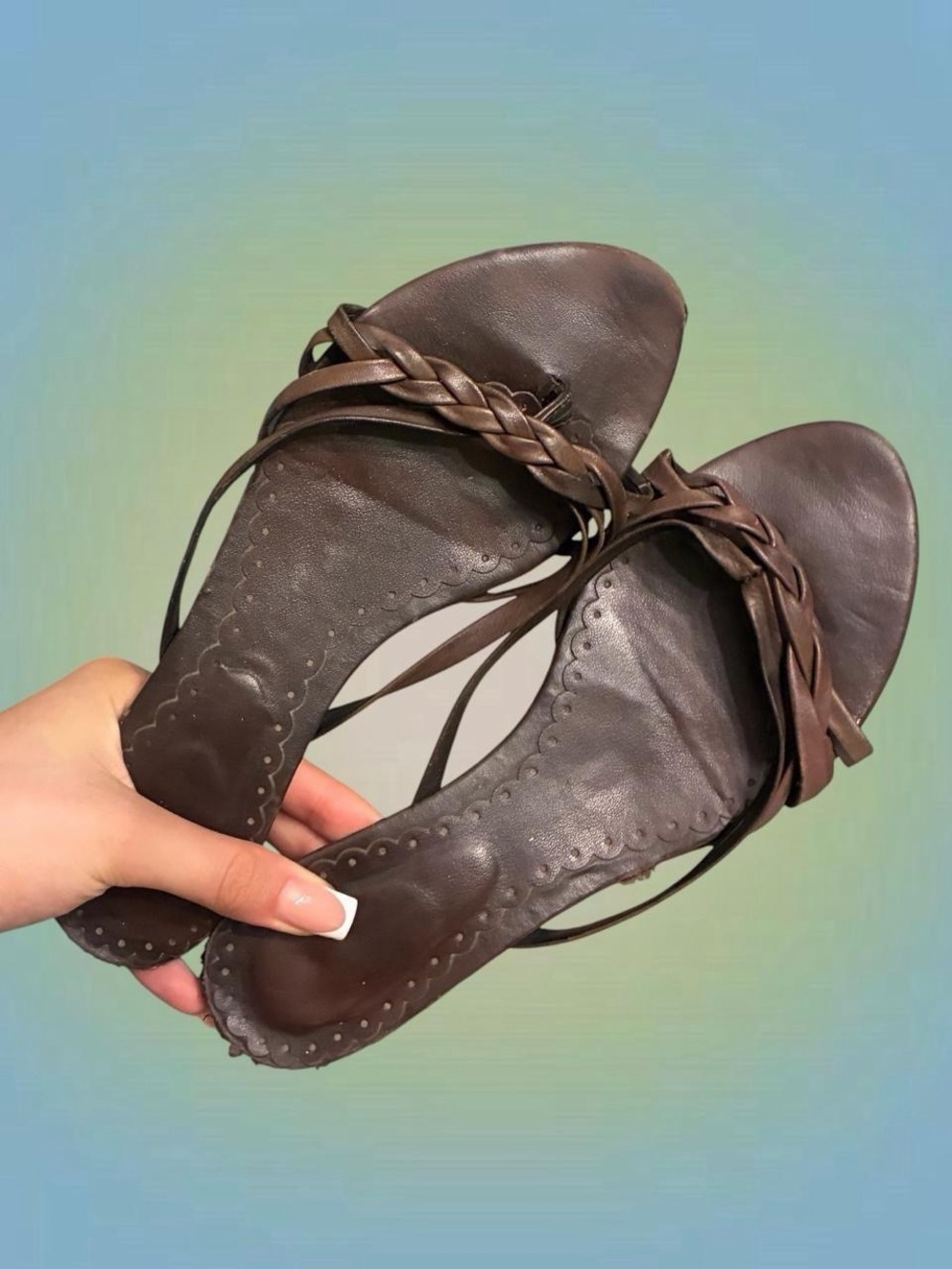 Women's Brown Braided Strap Sandals - Classic Casual